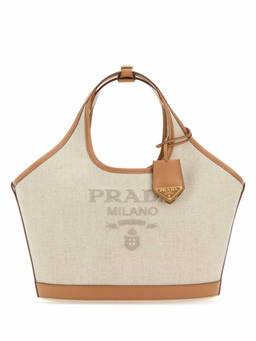 PRADA - Sand Logo Print Medium Tote Bag