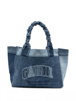Ganni - Blue Logo Medium Tote Bag