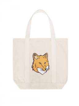 Maison Kitsune - White Fox Head canvas Tote Bag