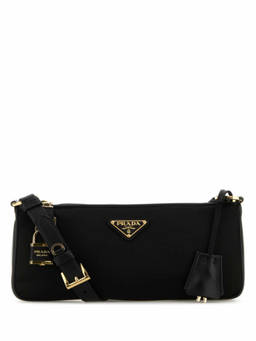 PRADA - Black Small Leather Trim Shoulder Bag