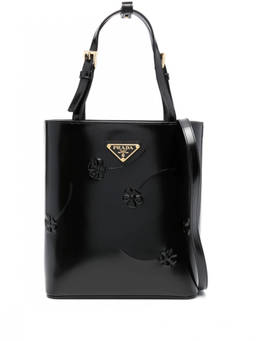 PRADA - Black Triangle Logo Mini Tote Bag