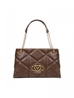 Love Moschino - Brown Heart Logo Top Zip Tote Bag