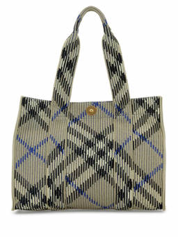 Burberry - Grey Check Embroidered Canvas Tote Bag