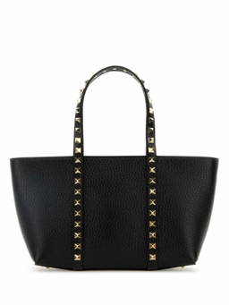 Valentino Garavani - Black Rockstud Top Zip Small Tote Bag