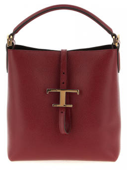 TOD'S - Maroon T Timeless Mini Bucket Bag