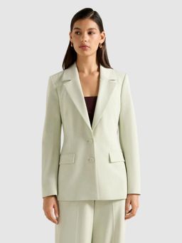 Forever New - Women Mint Green Solid Veda Nipped Waist Blazer
