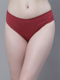 PrettyCat - Mid Waist Polka Dot Print Bikini Panty in Polyester