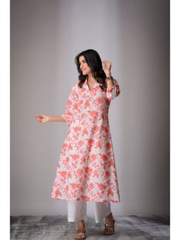 DIMPLE DESIGN STUDIO - Peach Floral Kurta