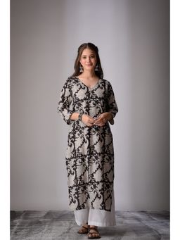 DIMPLE DESIGN STUDIO - Black Handblock Kurta