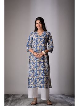 DIMPLE DESIGN STUDIO - Blue Handblock Kurta