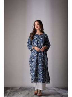 DIMPLE DESIGN STUDIO - Blue Jaal Straight Kurta