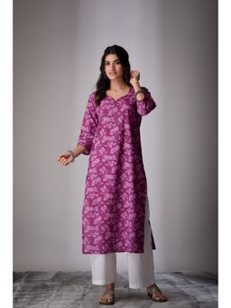 DIMPLE DESIGN STUDIO - Pink Purple Straight Kurta