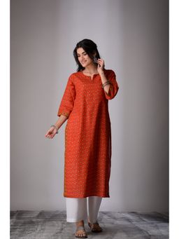 DIMPLE DESIGN STUDIO - Red Yellow Straight Kurta