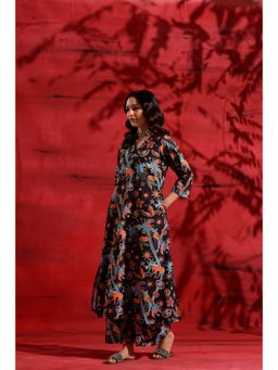 DIMPLE DESIGN STUDIO - Poplin Black Kurta With Palazzo (Set of 2)