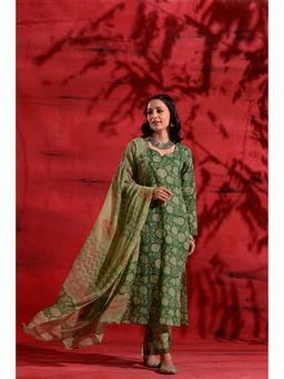 DIMPLE DESIGN STUDIO - Dazzle Green Cotton Suit (Set of 3)