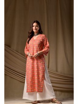 DIMPLE DESIGN STUDIO - Peach Camel Straight Kurta
