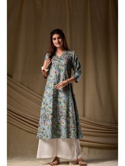 DIMPLE DESIGN STUDIO - Blue Glaze A-Line Kurta