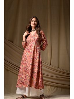 DIMPLE DESIGN STUDIO - Peach Glaze A-Line Kurta