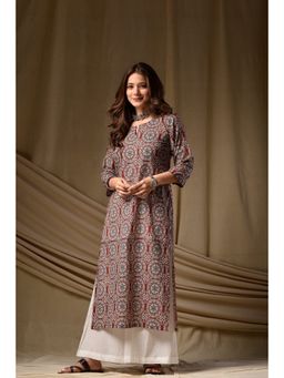 DIMPLE DESIGN STUDIO - Red Bagru Straight Kurta