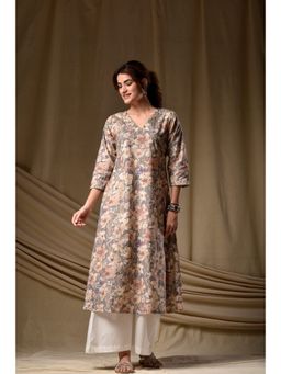 DIMPLE DESIGN STUDIO - Grey Glaze A-Line Kurta