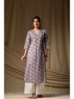 DIMPLE DESIGN STUDIO - Mauve Camel Straight Kurta
