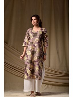 DIMPLE DESIGN STUDIO - Mauve Floral Straight Kurta
