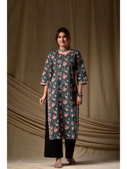 DIMPLE DESIGN STUDIO - Teal Pink Straight Kurta