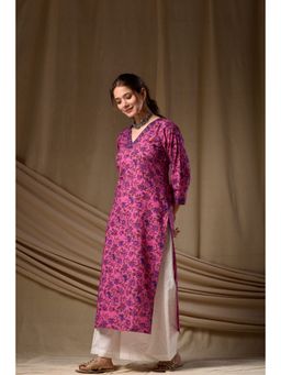 DIMPLE DESIGN STUDIO - Hot Pink Straight Kurta
