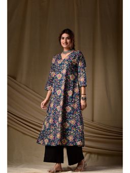 DIMPLE DESIGN STUDIO - Navy Bahara A-Line Kurta