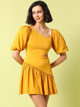 PINACOLADA - Women Mustard Solid Stylish Casual Dresses