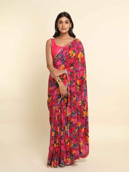Suta - Multi-Color Printed Liva Saree
