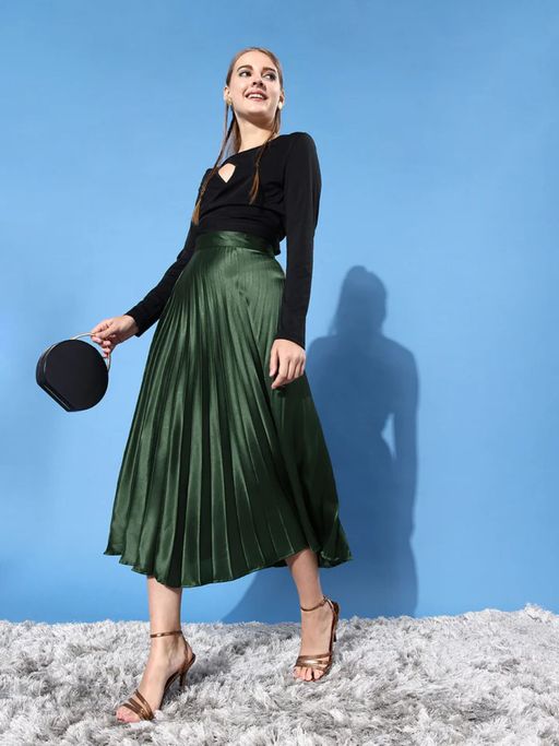 green emerald velvet dress Classic Fit and Flare Wool Dress  Dark Green Midi with Pleated Skirt   Xiaolizi