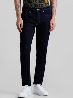 Jack & Jones - Navy Blue Ben Skinny Fit Mid Rise Stretch Jeans