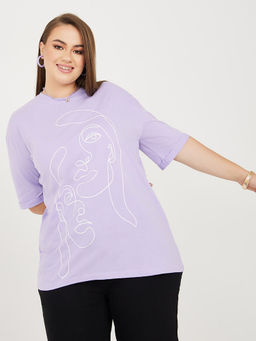 Styli - Plus Oversized Face Linear Graphic Longline T-Shirt