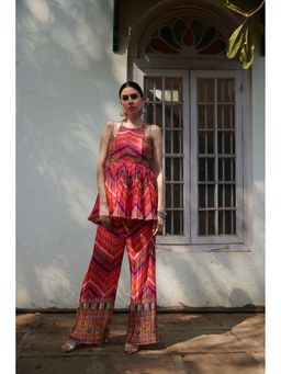 NEHA SHARMA LABEL - Multi-Color Zig Zag Printed Kurta (Set of 2)