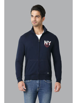 Van Heusen - Men Zip Front & Full Sleeve Sweatshirt - Navy