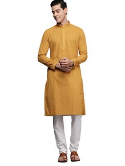Manyavar - Yellow Woven Design Kurta Churidar (Set of 2)