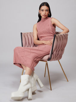 Twenty Dresses by Nykaa Fashion - Pink Turtle Neck Sleeveless Crop Sweater