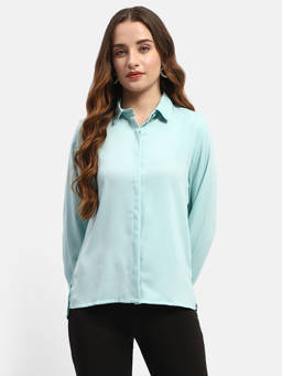 Madame - Sky Blue Solid Regular Shirt
