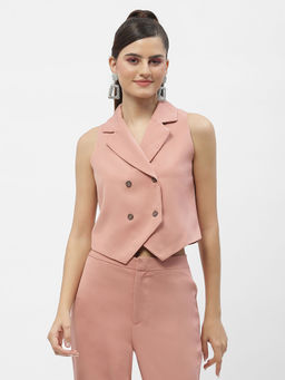 Madame - Peach Lapel Collar Waist Coat