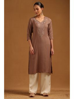Soch - Womens Earth Muslin Embroidered Kurta