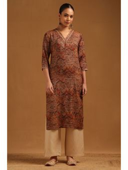 Soch - Womens Earth Cotton Ethnic Motifs Kurta With Beads