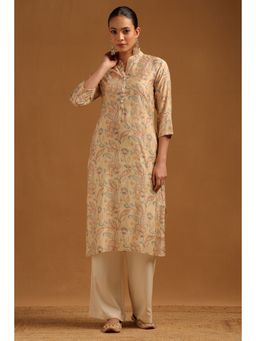 Soch - Womens Beige Muslin FLoral Kurta