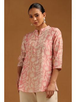 Soch - Womens Pink Muslin Floral Printed Tunic