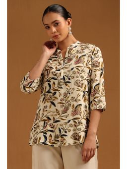 Soch - Womens Off White Rayon FLoral Tunic