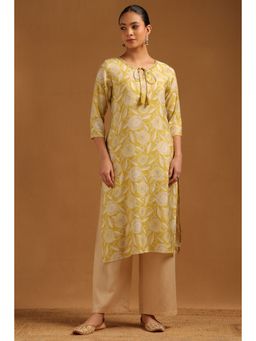 Soch - Womens Light Green Chanderi Floral Kurta With Sequins