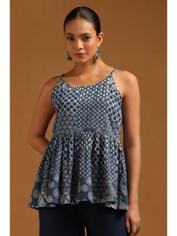 Soch - Womens Indigo Cotton Printed Tunic