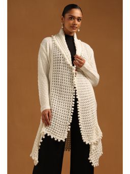 Soch - Womens White Acrylic Crochet Winter Shrug
