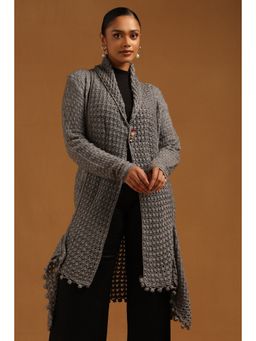 Soch - Womens Grey Acrylic Crochet Winter Shrug