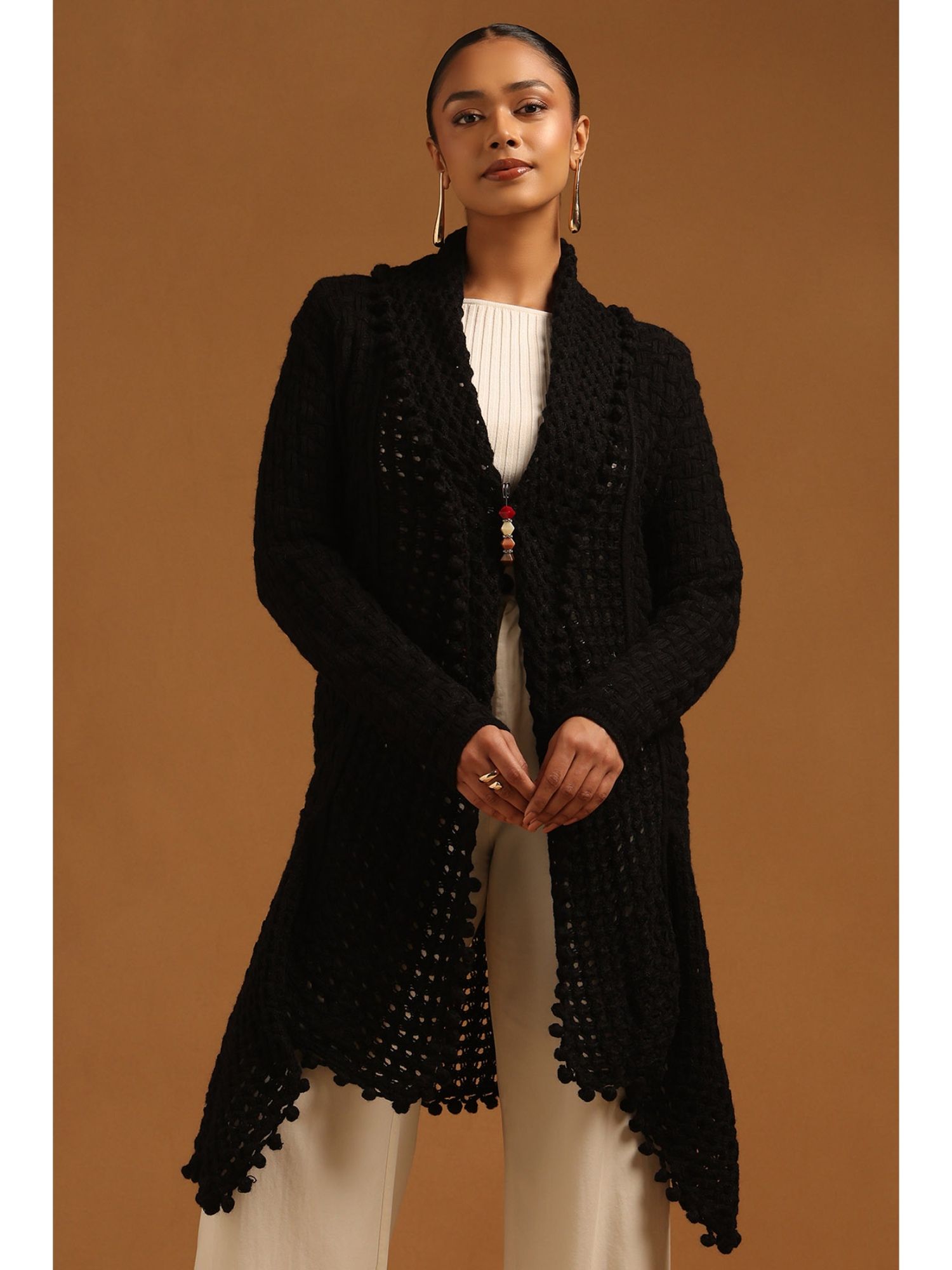 soch Womens Black Acrylic Crochet Winter Shrug-picture-38